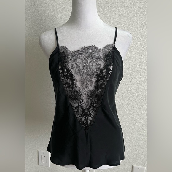 Maje Tops - Maje & Vanessa Traina collab Black Camisole with Delicate Lace Detailing